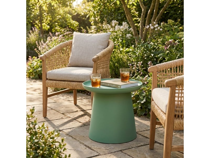  Petite table basse ronde en polypropylène d'intérieur et extérieur krk - vert foncé  - Conforama B