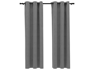 Lot de 2 rideaux occultants, rideaux black-out et anneaux gris 94x160 cm velours cf44907