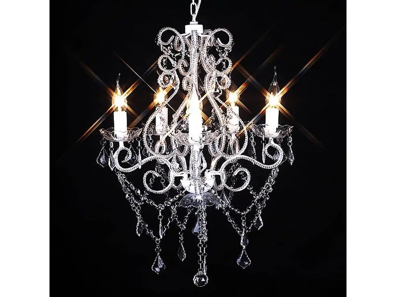  Chandelier classique en cristal élégant 108 x 45 x 45 cm avec 2800 perles de verre style luxueux en métal transparent 02_0046023  - Conforama B