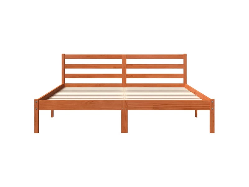  Lit double- lit adulte -  cadre de lit sans matelas  marron 200x200cm bois pin massif  - Conforama C