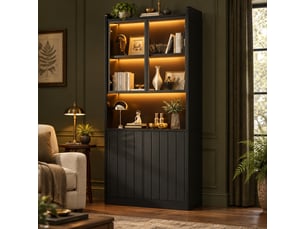 Vitrine coloris noir 5 étagère(s) <strong>MEULVA</strong> <strong></strong> - 80 cmx200 cm
