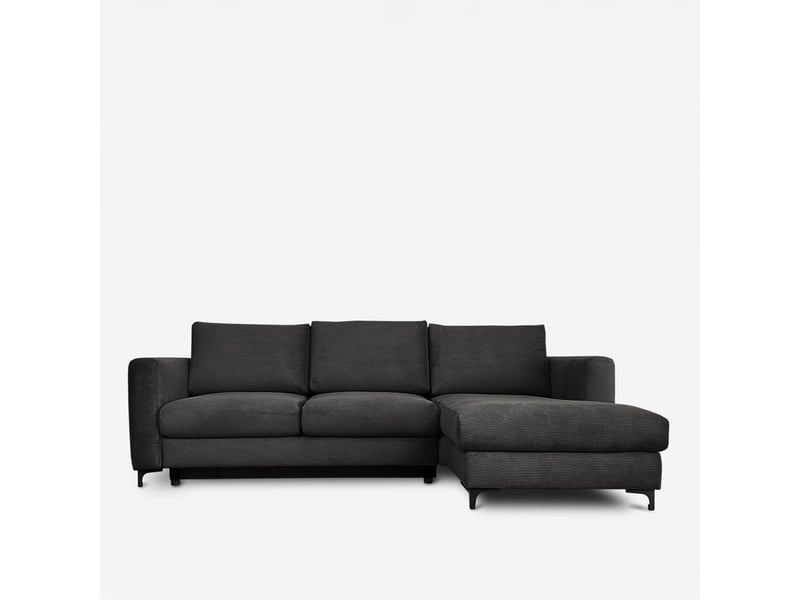 Canapé d'angle droit convertible - 4 places - velours côtelé - fiesole - noir 3CA52.CA.4AC.D.19 - Conforama A