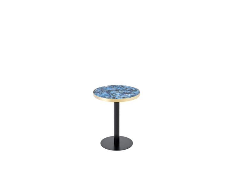  Table d’appoint ronde, 60 cm, table design moderne table d’appoint finition, plateau mdf, piètement métal, coloris bleu  - Conforama A