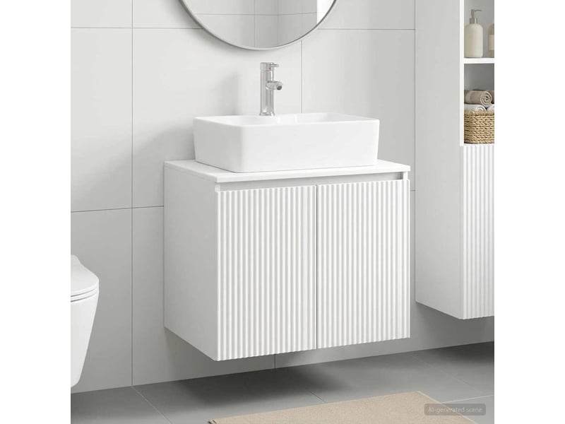  Ensemble de mobilier de salle de bain blanc bois d'ingénierie cf64579  - Conforama B