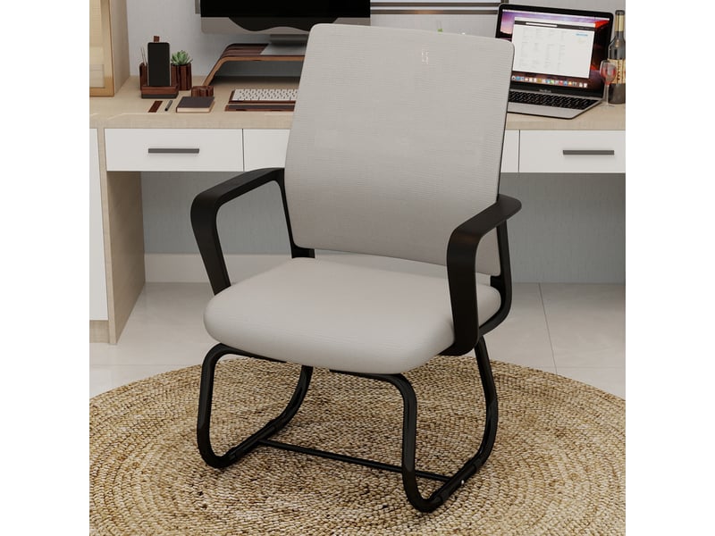  Chaise avec accoudoirs et dossier en maille gris et noir sur pied luge IKSETERA TRADING LTD - Conforama B