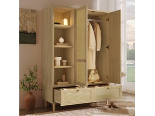Armoire 2 portes 120x50x180 cm rangement mdf bois métal chêne