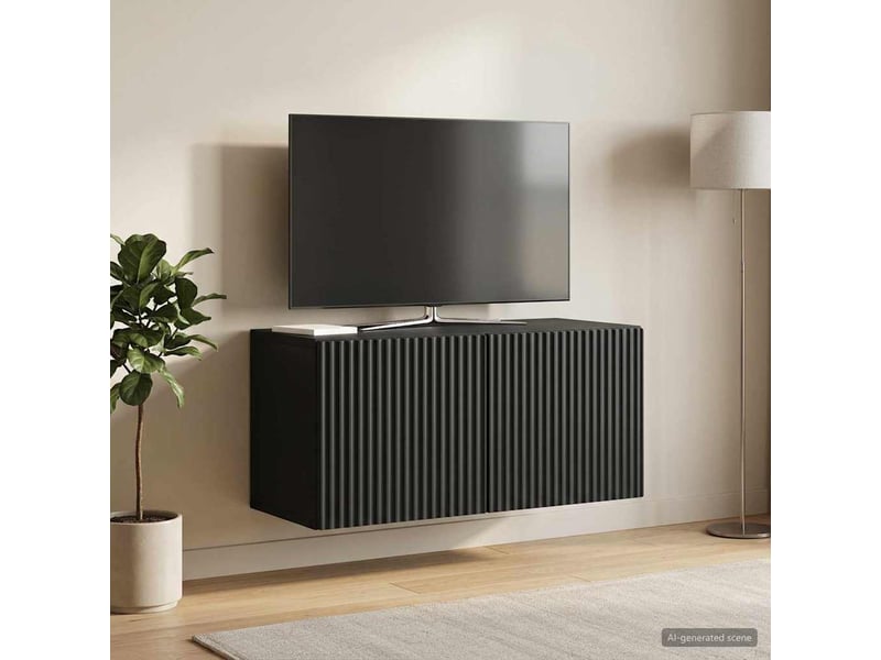  Meuble tv - banc tv - meuble de rangement mural 59,5 x 31 x 30 cm noir bois d'ingénierie  - Conforama B