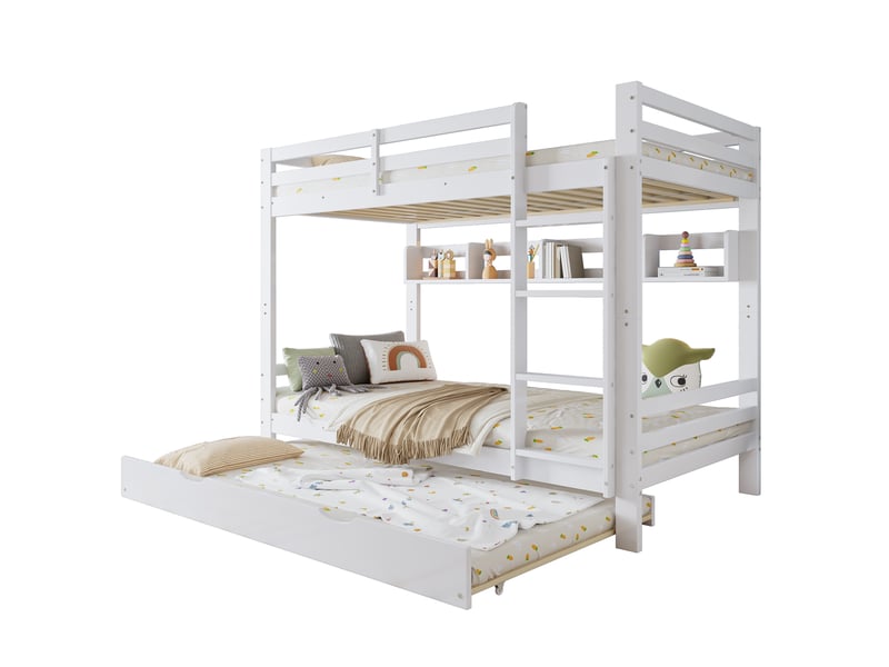  Lit superposé 90x200 cm coloris blanc pin lit enfant blanc - Conforama A