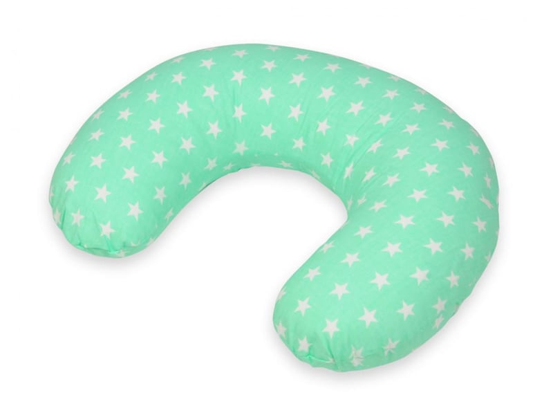  Coussin appui-tête etoiles blanches sur fond bleu menthe 42006328 - Conforama A