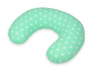 Coussin appui-tête etoiles blanches sur fond bleu menthe