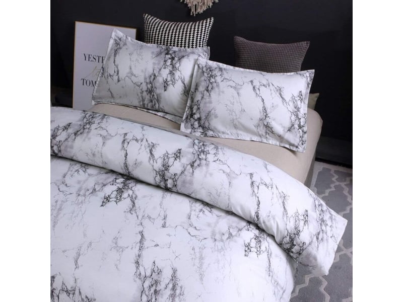  Housse de couette, 2 pièces ensemble de parure couettes imprimée marbre géométrique moderne (1 housse de couette + 1 taies d'oreiller)  - Conforama B