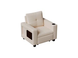 Canapé convertible avec coussins de dossier réglables, porte-gobelets et table pliante ,beige