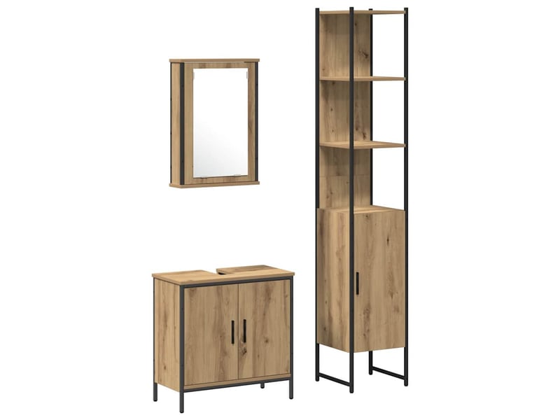  Ensemble de mobilier de salle de bain 3 pièces marron cf64482  - Conforama A