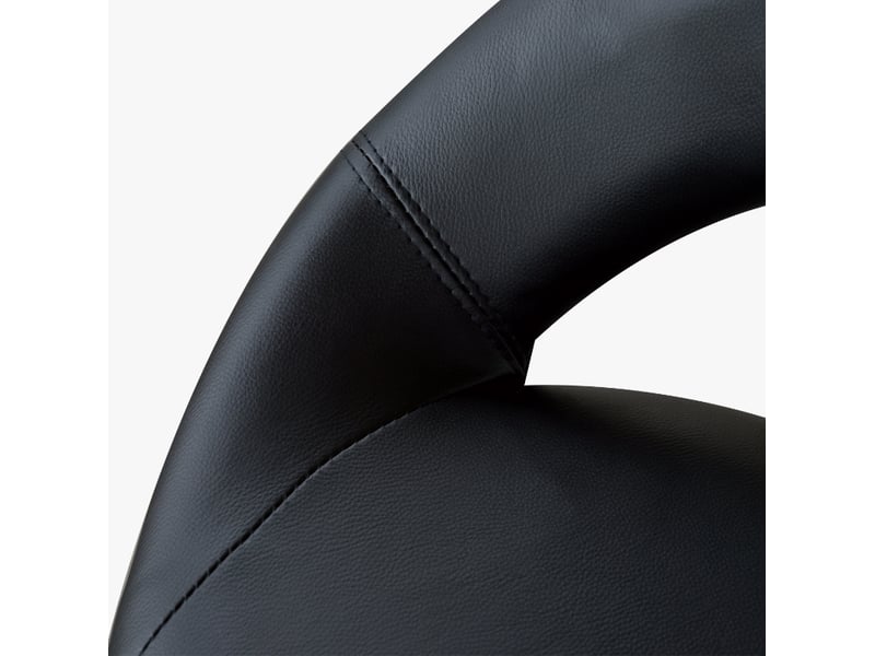  Tabouret de bureau à roulettes noir en cuir régénéré et métal, réglable 45–57 cm, pivotant à 360°, confortable  - Conforama D