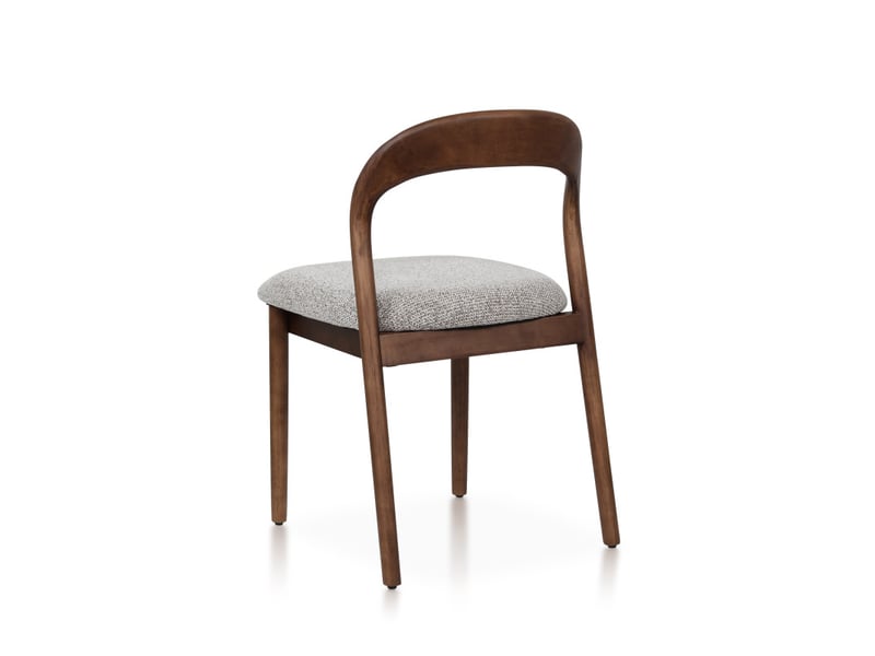  Chaise elena en bois d'hévéa et tissu chiné rembourré brun  - Conforama D