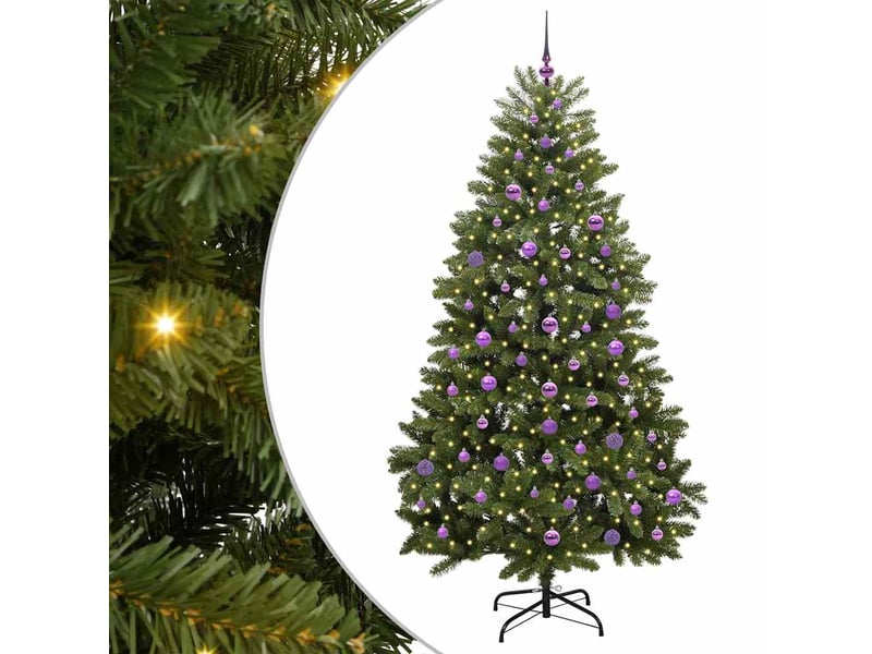 Sapin de noël, arbre de noël artificiel 210 cm 300 led blanc chaud vert shl1966 - Conforama A