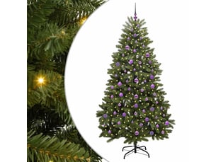 Sapin de noël, arbre de noël artificiel 210 cm 300 led blanc chaud vert shl1966