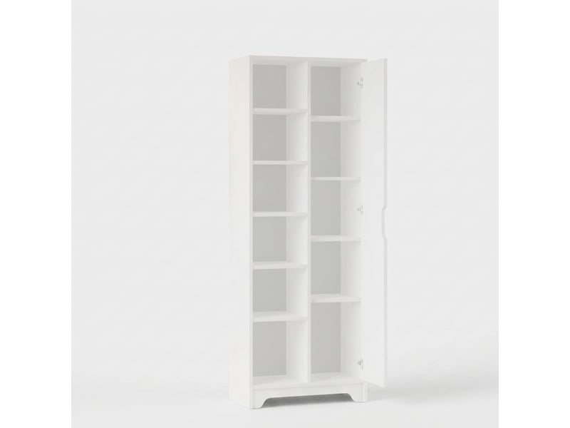  Colonne bibliothèque multifonction avec porte et étagères dairu - blanc  - Conforama C