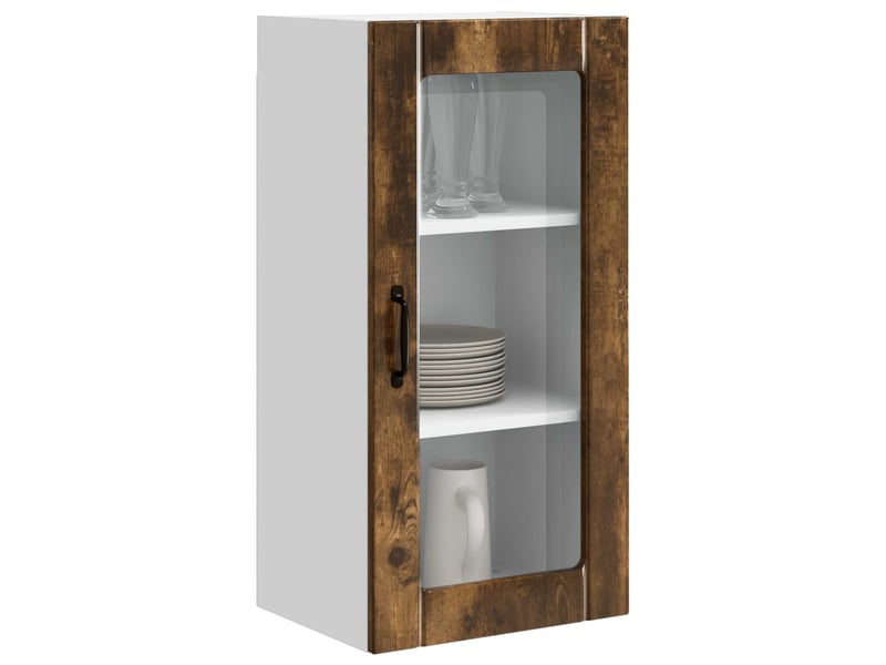 Meuble mural de cuisine, cabinet en verre mural chêne fumé 40x31x80cm shl5850 - Conforama C