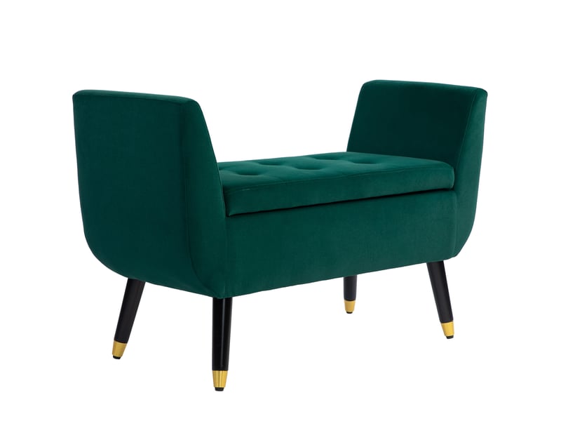  Banc coffre tcqpz avec accoudoirs 107 x 42 x 65 cm polyester aspect velours vert  - Conforama A
