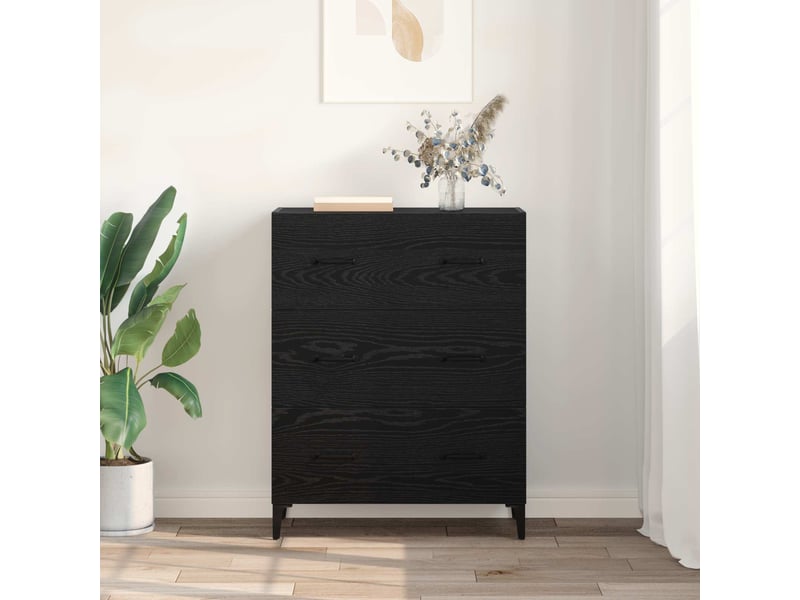  Buffet - bahut - meuble de rangement chêne noir 69,5 x 34 x 90 cm bois d'ingénierie et fer  - Conforama D