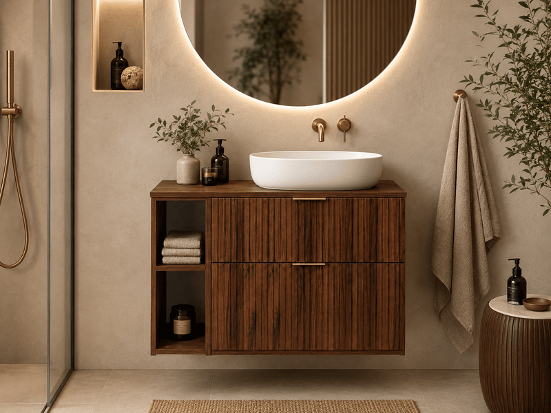 Plan de travail pour meuble de salle de bain flow et vena 80 cm noyer foncé - Conforama B
