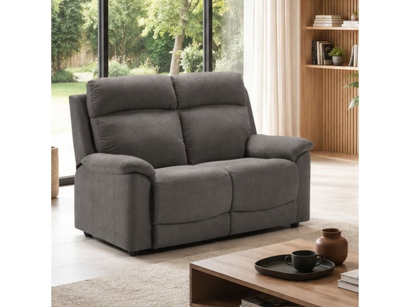  Canapé 2 places fixe tissu waterproof gris - briana BRIANA - Conforama B
