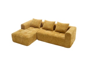 Canapé d'angle gauche fixe HAVRYA 3 places Tissu jaune