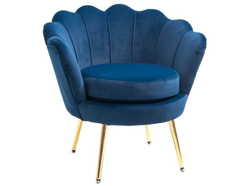  Fauteuil de salon, siège de salon, velours (100% polyester), 76x67x74cm, bleu  - Conforama A