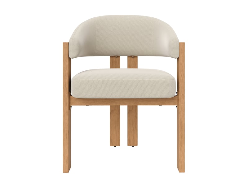 Lot de 2 chaises de salle à manger 49x47x78cm, beige et naturel, métal, effet bois, mobilier de cuisine, rembourrage épais  - Conforama A