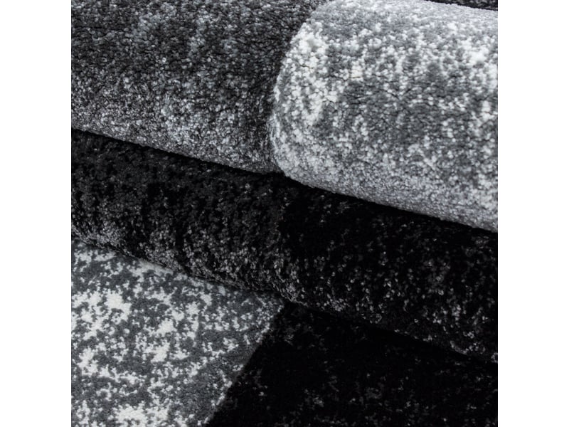 Carre - tapis géométrique à carreaux - noir et gris 120 x 170 cm HAWAII1201701330BLACK - Conforama E