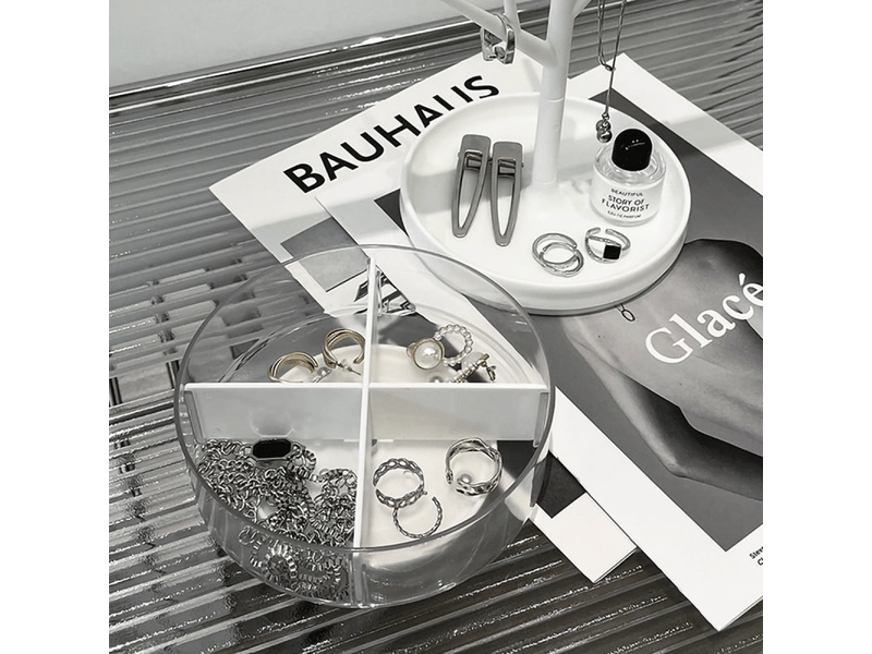 Organisateur de bijoux en forme d'arbre, présentoir à bijoux blanc, porte bijoux femme, présentoir à bijoux avec plateau rotatif - Conforama C