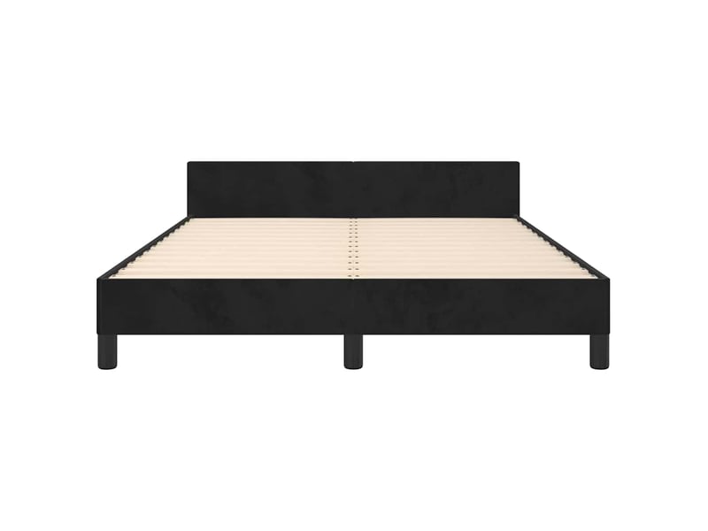 Lit double- lit adulte - cadre de lit sans matelas noir 140x190 cm velours - Conforama D