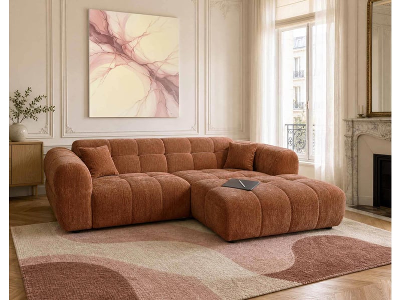  Mini ray - canapé d'angle droit 4 places en tissu texturé - best mobilier - terracotta MINI RAY - Conforama B