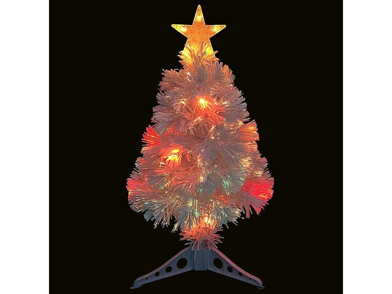  Sapin de noël - arbre de noël artificiel pré-éclairé blanc 64 cm fibre optique  - Conforama C