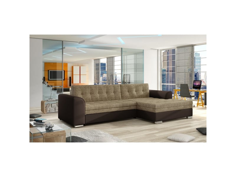  Canapé d'angle convertible conforto 4 places beige et chocolat – angle droit  - Conforama B