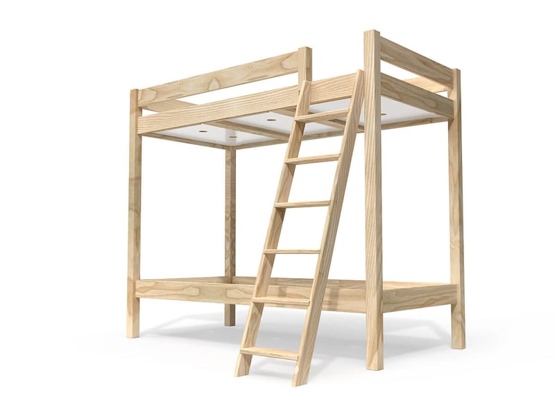  Lit superposé 2 places 80x200 échelle inclinée bois abc, brut (sans vernis) SUPABCIN82-B - Conforama A