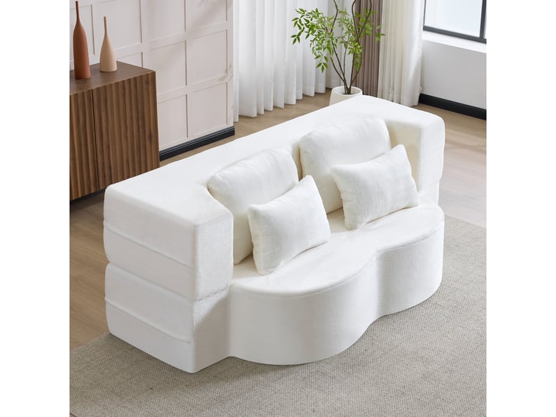 Canapé de salon, canapé moderne, blanc, design moderne, pour salon, adapté à l'espace de vie, chambre - Conforama A