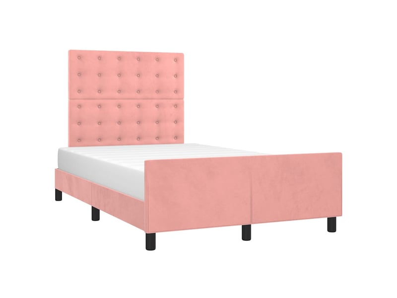  Lit double- lit adulte -  cadre de lit sans matelas rose 120x190 cm velours  - Conforama C
