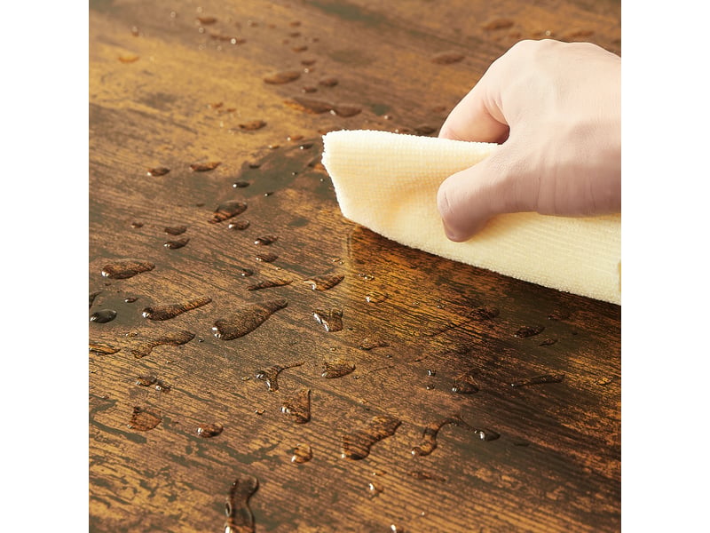  Table ronde de 90 cm, pour 1 à 4 personnes, pieds en métal, pour la salle à manger ou le salon, marron et noir  - Conforama E