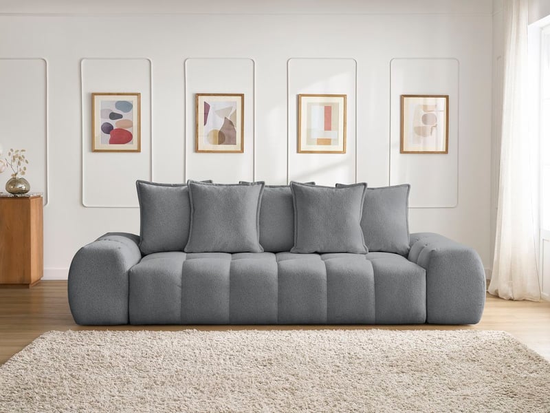  Bobochic canapé droit fixe 3 places everest tissu chiné gris foncé EVEREST - Conforama C