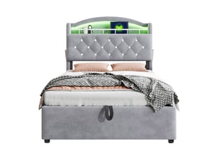 Lit avec rangement 90x200 cm PHOEBE CAT   coloris gris