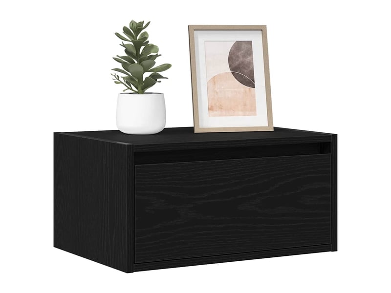  Table de chevet, table d'appoint murale avec lumières led chêne noir  - Conforama B