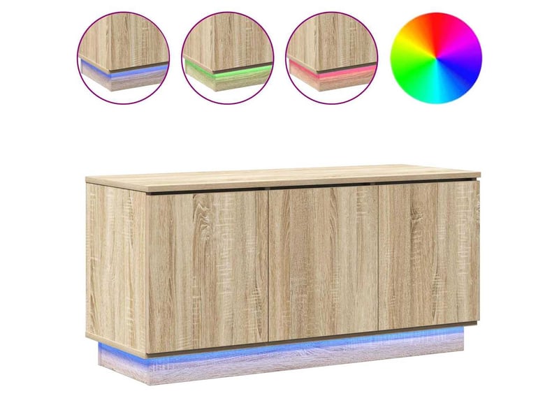  Meuble tv - banc tv - meuble de rangement 100 x 38 x 49 cm chêne sonoma bois d'ingénierie  - Conforama D