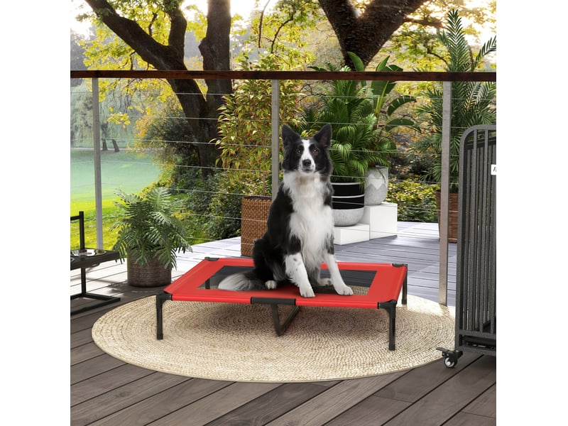  Lit surélevé extérieur rouge 92x76x18 cm pour grand animal de compagnie  - Conforama D