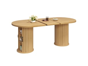 Table à manger extensible, 149,8x80x75 cm, rangement, salle à manger, design moderne, pratique, mdf, coloris naturel