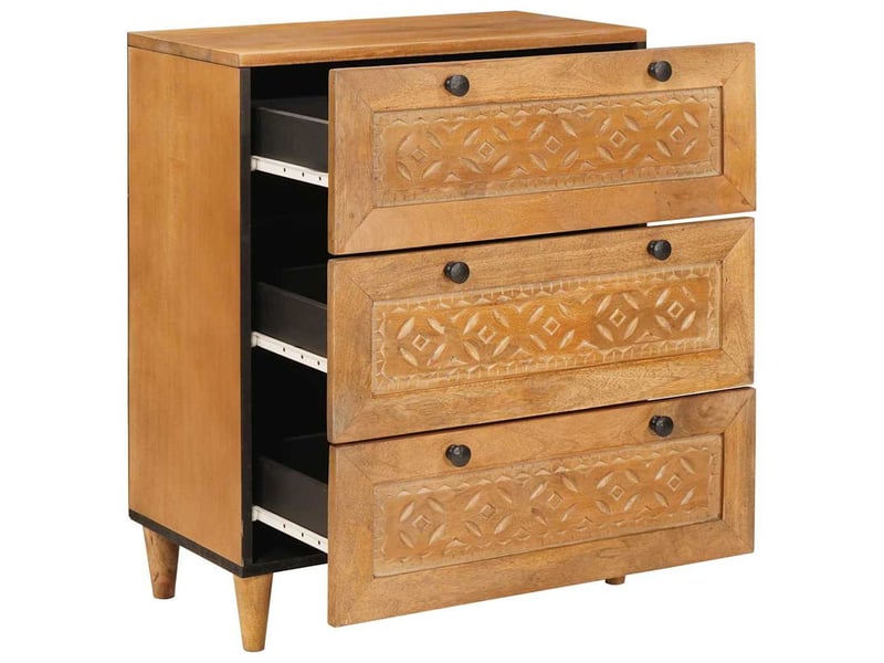  Buffet, meuble de rangement salon marron clair 60x33x75 cm bois de manguier massif shl7562  - Conforama A