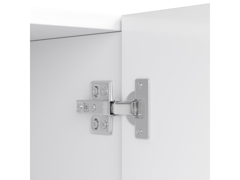  Vitrine 4 portes et 12 compartiments pour salon en panneaux de particules 90,5×34×135,5 cm blanc  - Conforama D