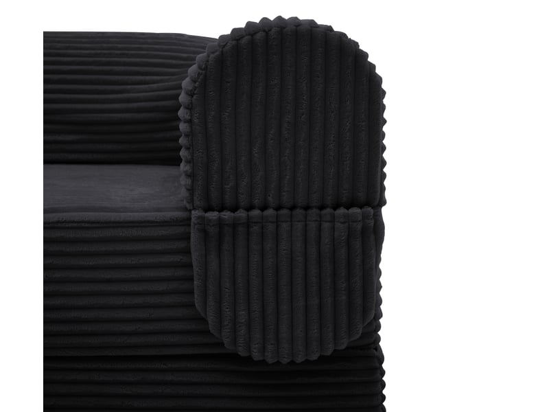  Fauteuil convertible noir tissu côtelé canapé lit simple 1 place salon chambre 120x85x65 cm  - Conforama E