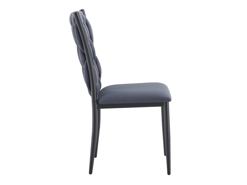  Chaise de salle à manger 45,7x94 cm gris foncé et noir - chaise de cuisine style moderne avec dossier capitonné en velours  - Conforama A